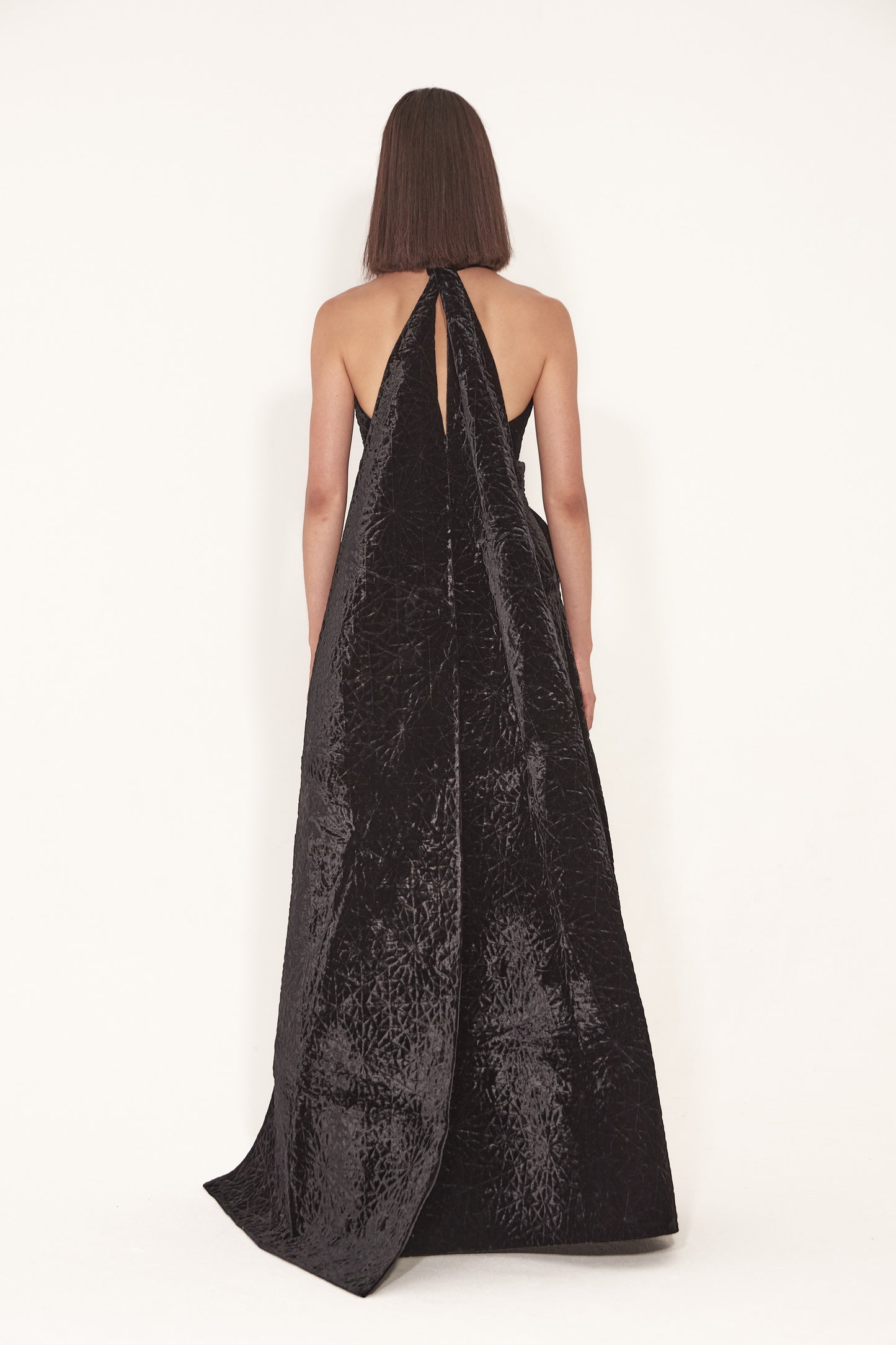 Halter Back Top with long back tie & High Waisted Maxi Skirt in Velvet Quilt