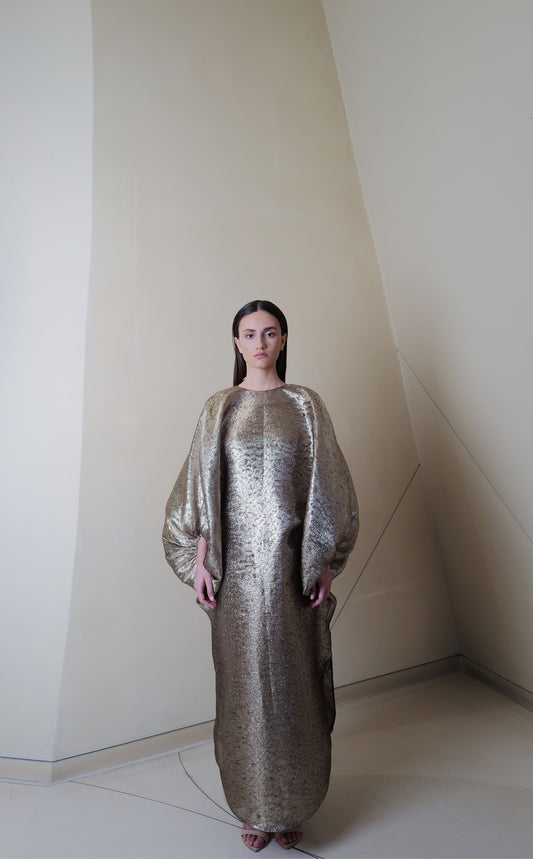 Metallic gold puff sleeves caftan