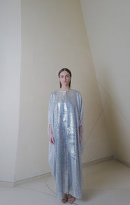 Classic Caftan with Full  Silver Sequins Embellishment