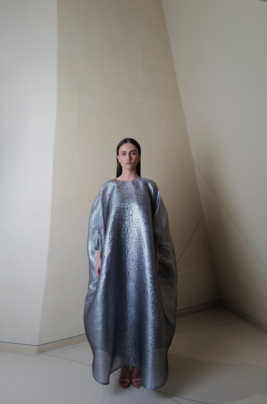 Metallic silver classic caftan