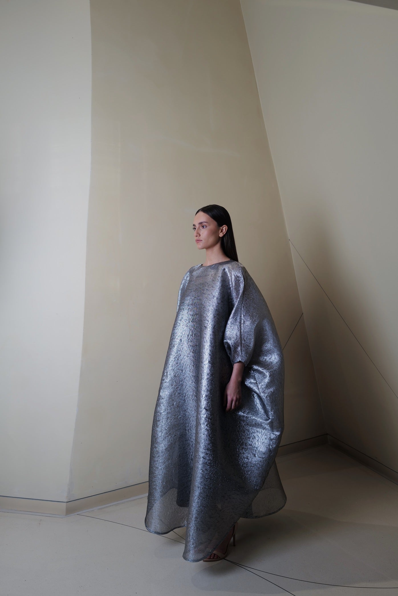 Metallic silver classic caftan