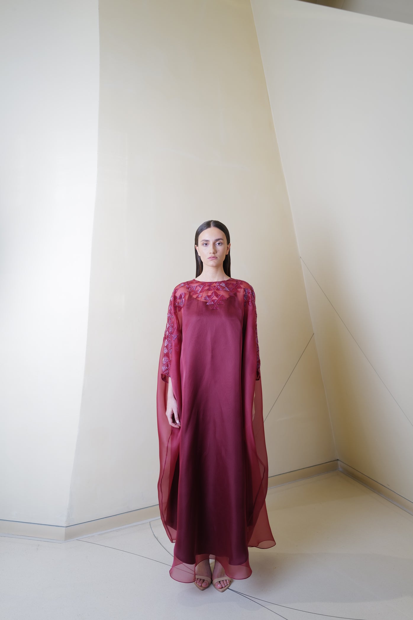 Classic Caftan in Organza with Embellishment