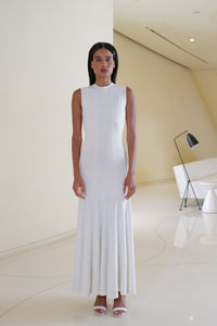 Round Neck Knitted dress in White