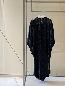 Puff Sleeves Caftan with Embroidered Dentelle