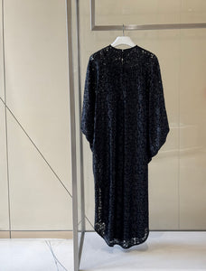 Puff Sleeves Caftan with Embroidered Dentelle