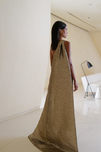 Asymmetric dress with side cape