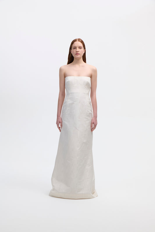 Strapless corset  gown in Silk Faille Moire