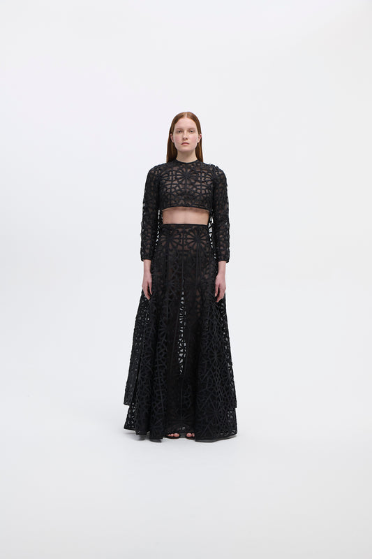 High waisted cut out skirt  in organza