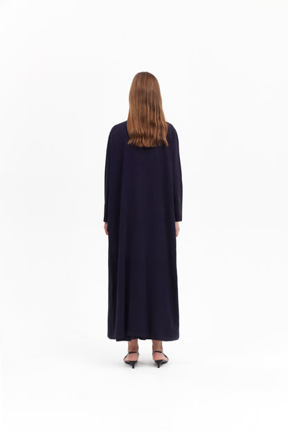 V-neck long knitted cardigan dress in Violet