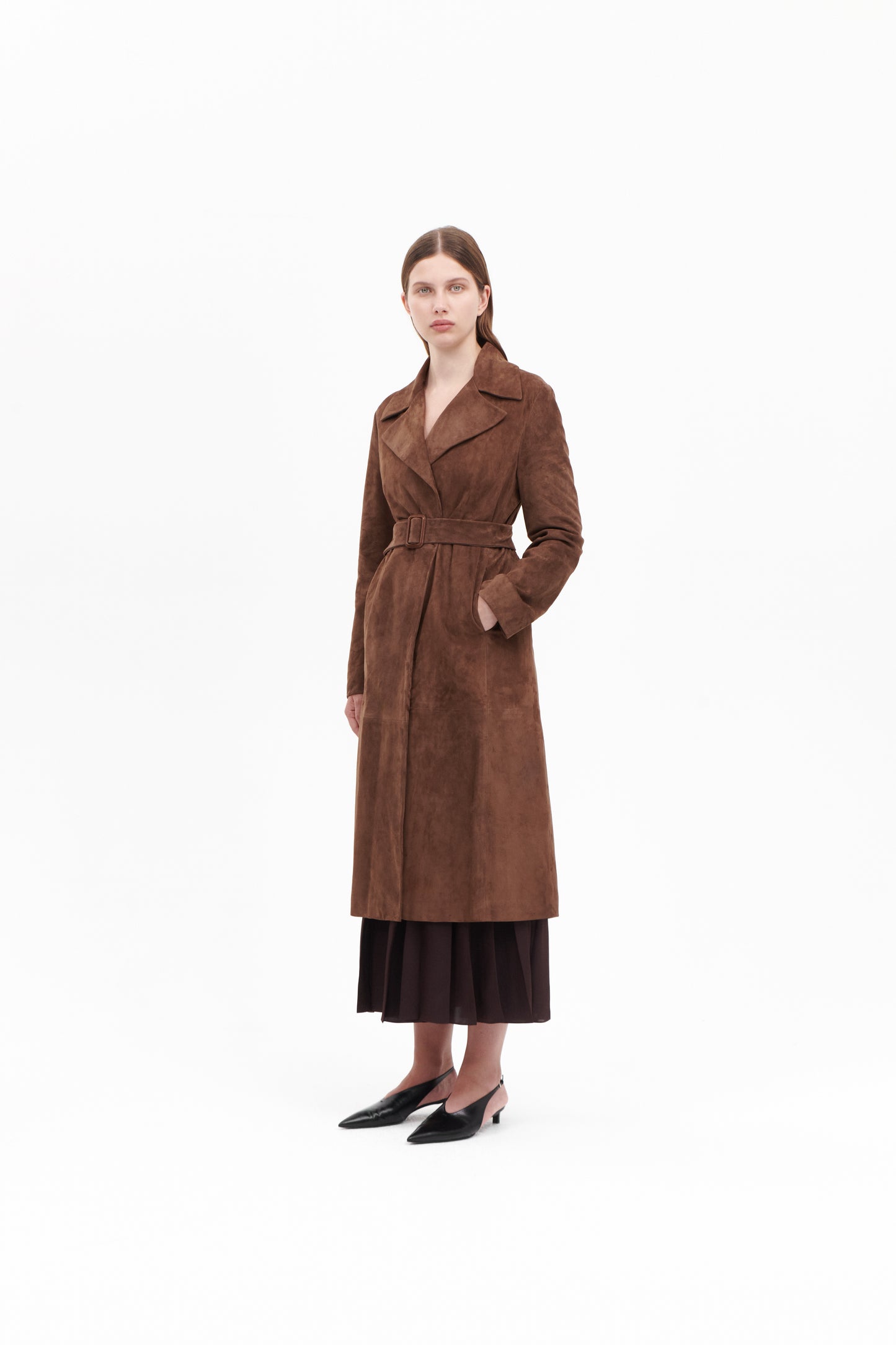 Classic Brown Suede Trench