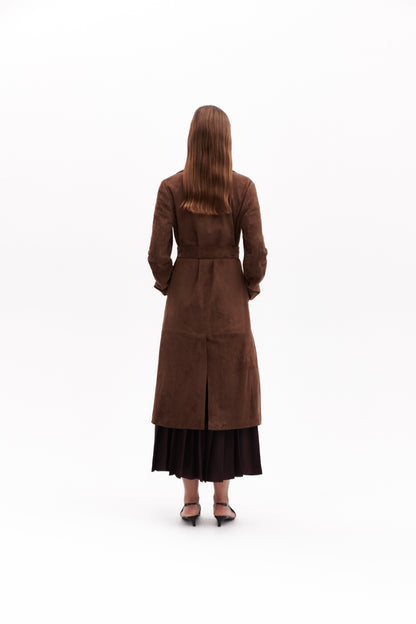 Classic Brown Suede Trench