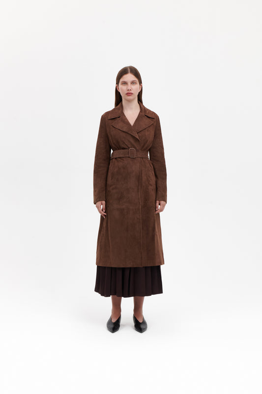 Classic Brown Suede Trench