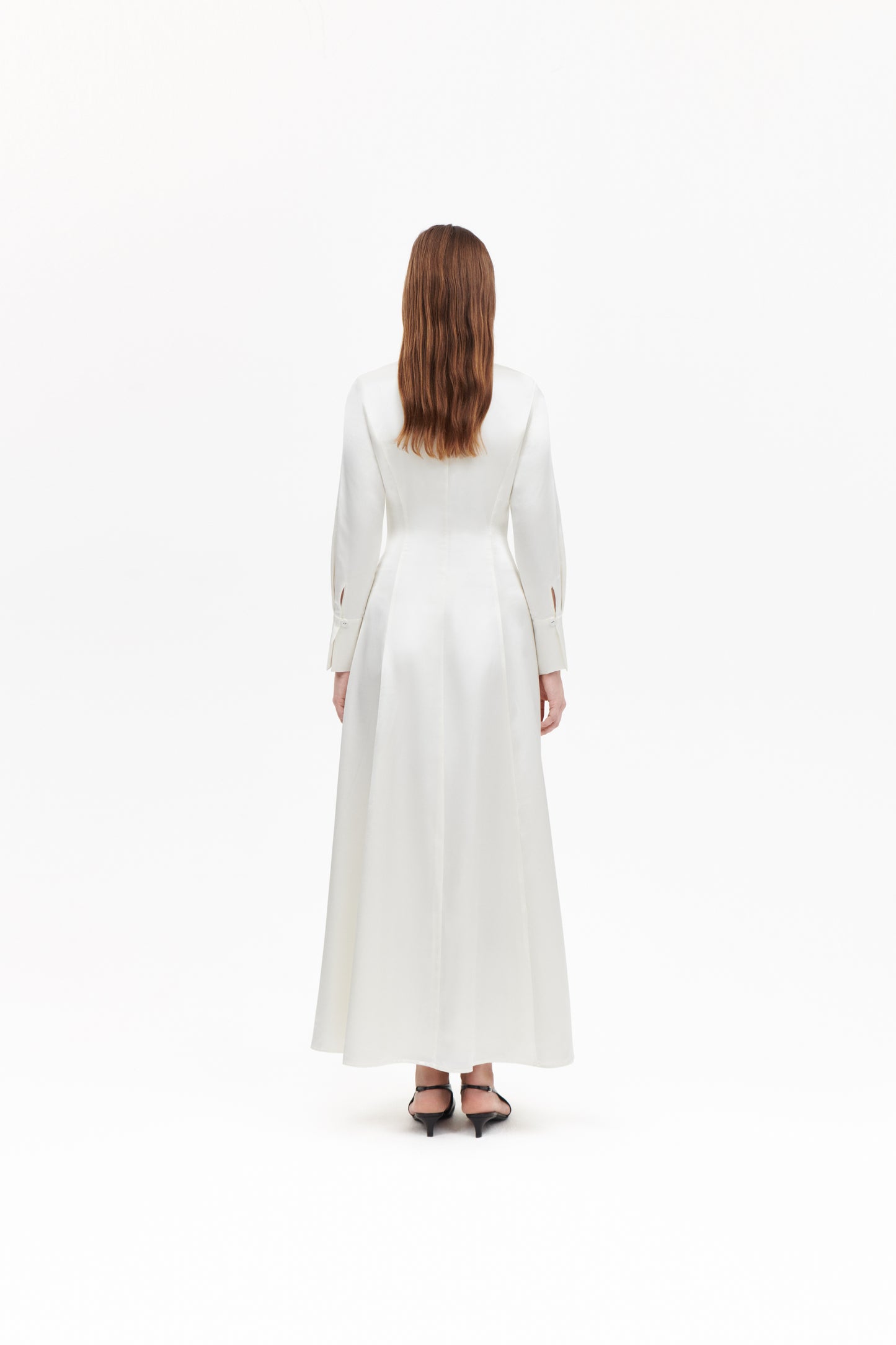 Shirt dress in white silkwool