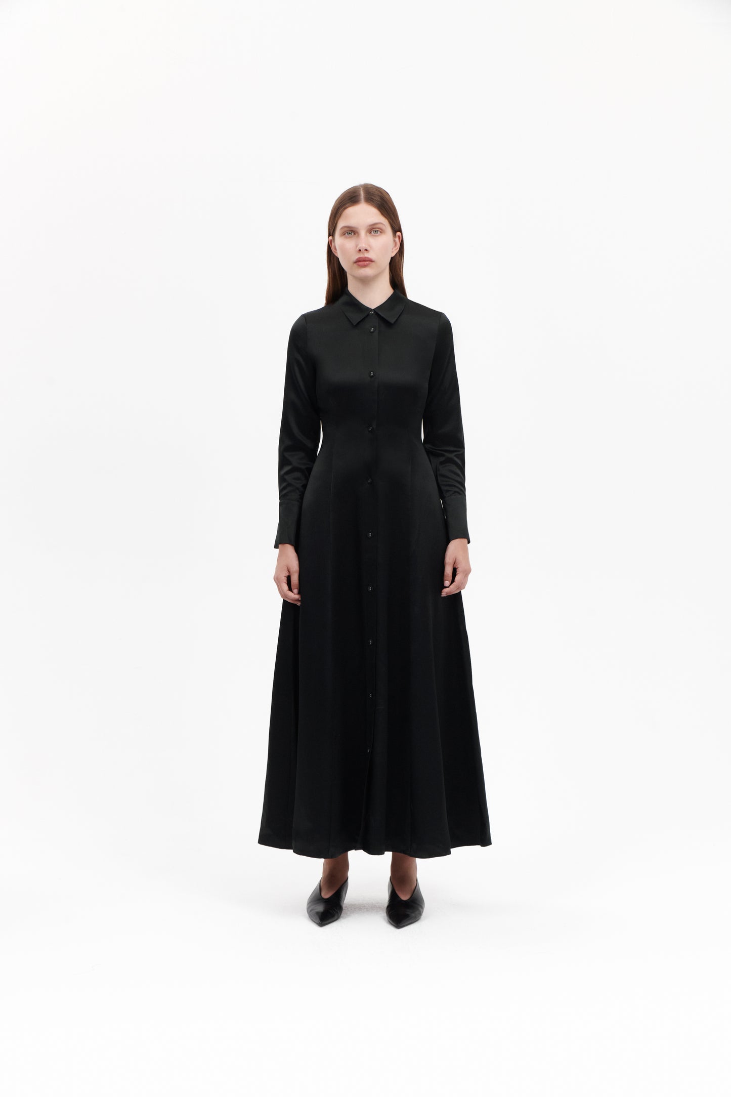 Shirt dress in Black Silkwool