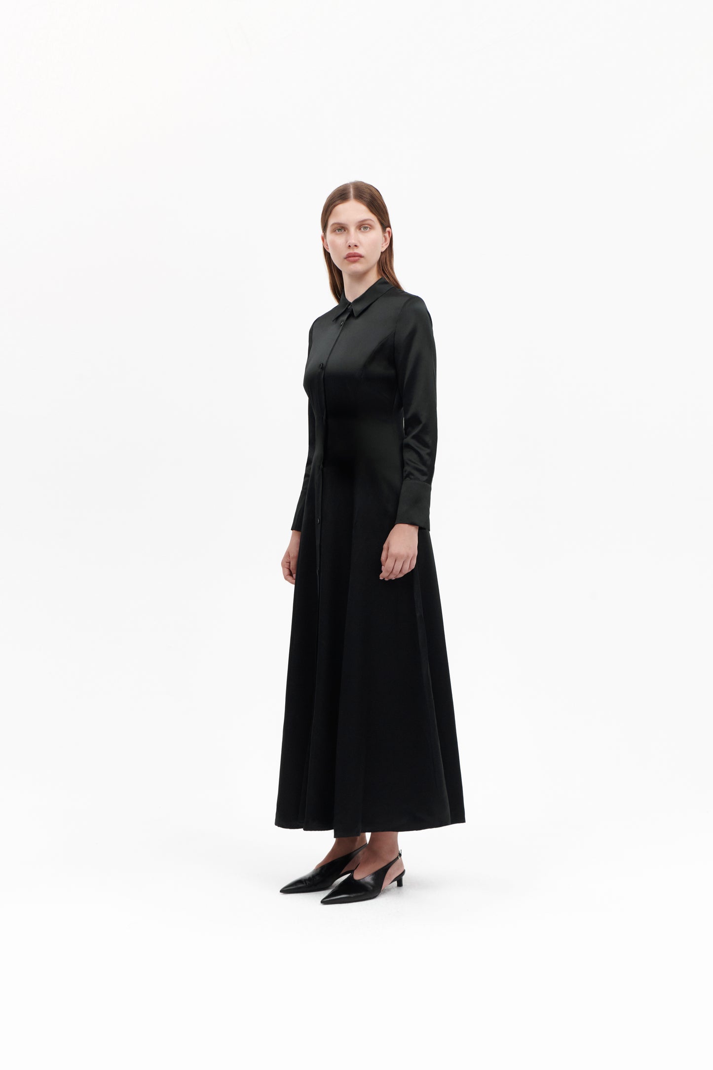 Shirt dress in Black Silkwool