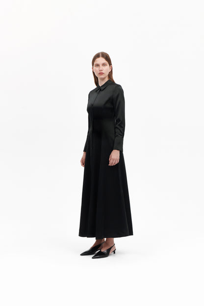 Shirt dress in Black Silkwool