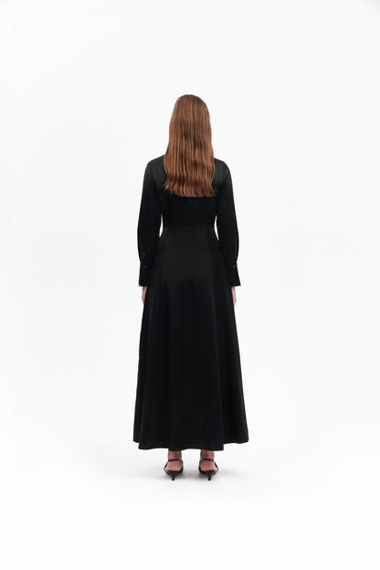 Shirt dress in Black Silkwool