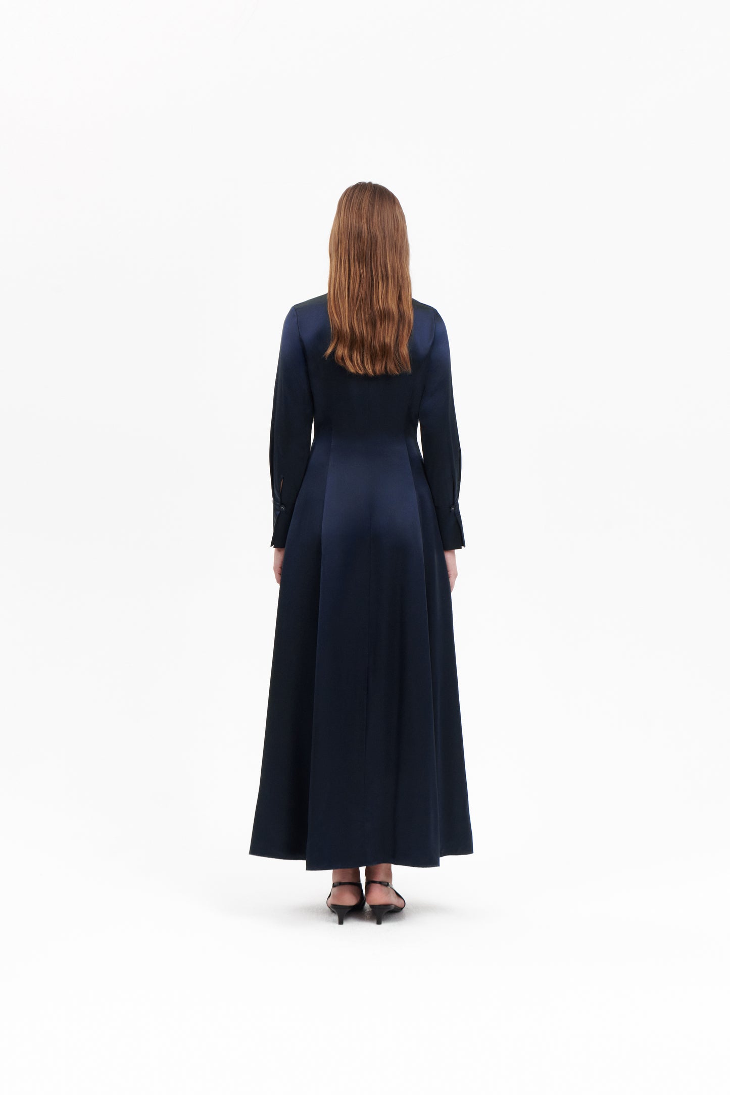 Shirt Dress in Navy Silkwool