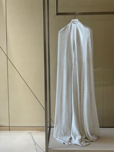 Open back caftan in full white  sequins embellishment
