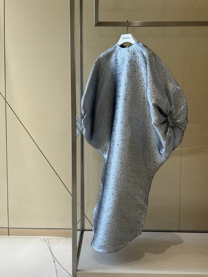 Metallic silver puff sleeves caftan