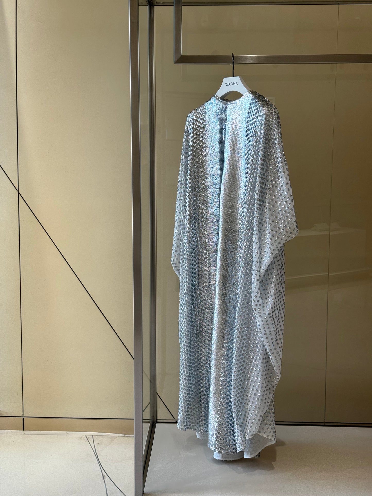 Classic Caftan with Full  Silver Sequins Embellishment