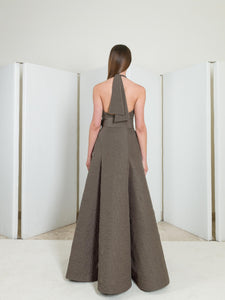 Halterback maxi wrap dress in Quilt