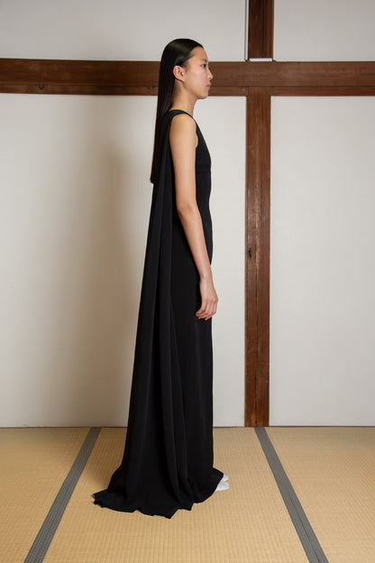 Silk Crepe cape gown