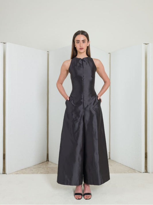 Sleeveless Jumpsuit in Shantung