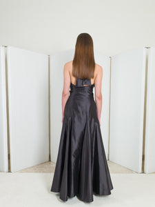 Halterback Top with High Waisted Wrap Skirt in Shantung