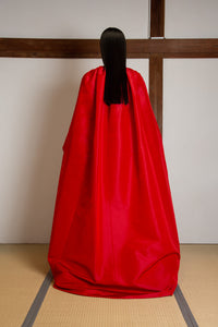 Square neckline fitted gown in silk faille (cape not included)
