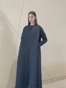 Pleated Abaya in Black Quilt