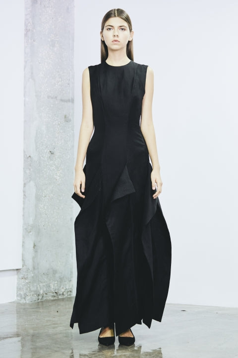 Paneled silk- gazar dress