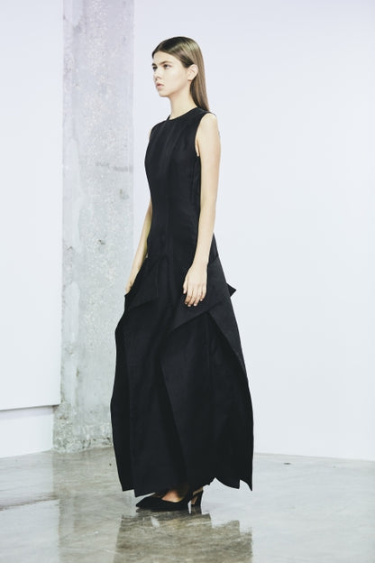 Paneled silk- gazar dress