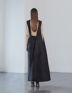 Open back dress with side cape