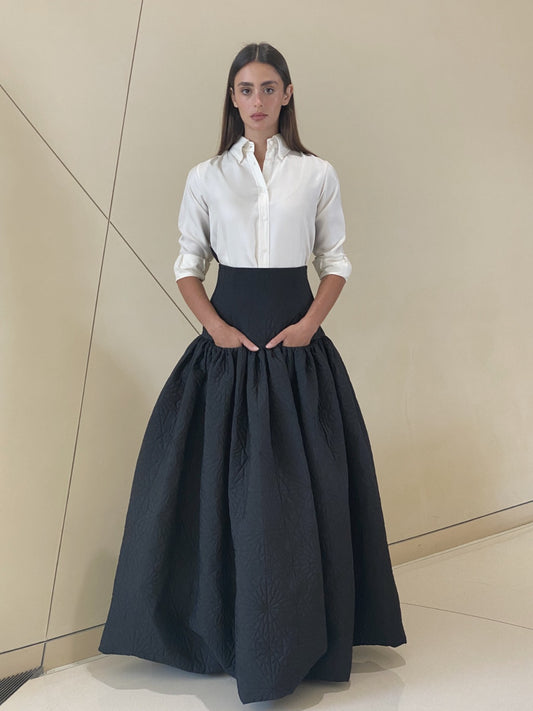 Voluminous High Waisted Skirt in Quilt