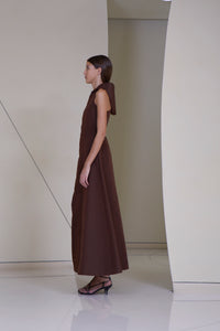 Hooded Maxi Dress in  Silk Faille