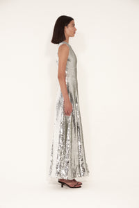 Voluminous Gown in Silk Crepe with  Full Sequence hand embellished  sequence