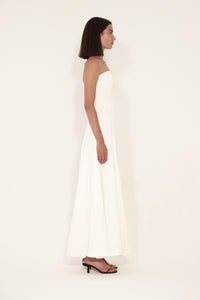 Strapless Flared Dress in silk Crepe
