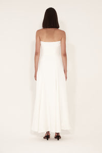 Strapless Flared Dress in silk Crepe